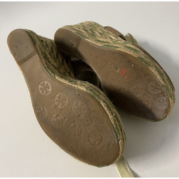 Tory Burch Linley Espadrille Wedge Sandal Platform Lace Up Brown Canvas … - Picture 8 of 8